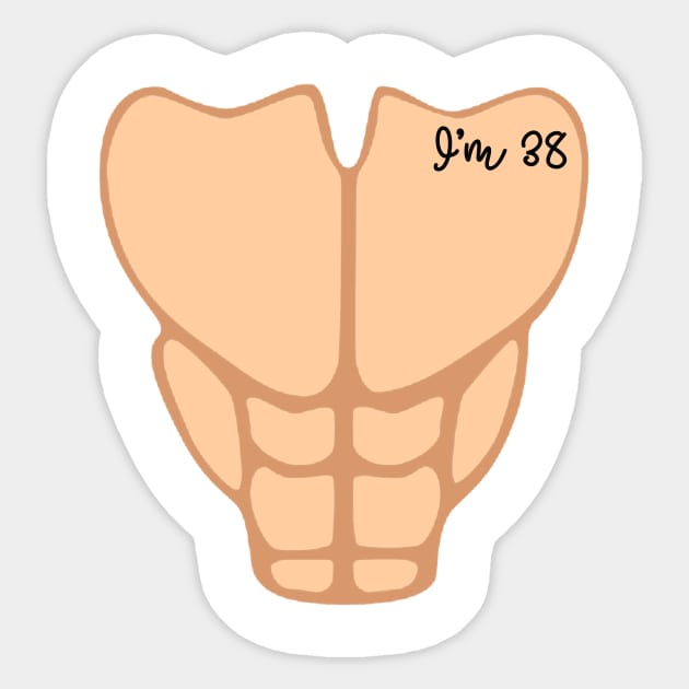 Six Pack I'm 38th Birthday Funny Men Sticker by macshoptee